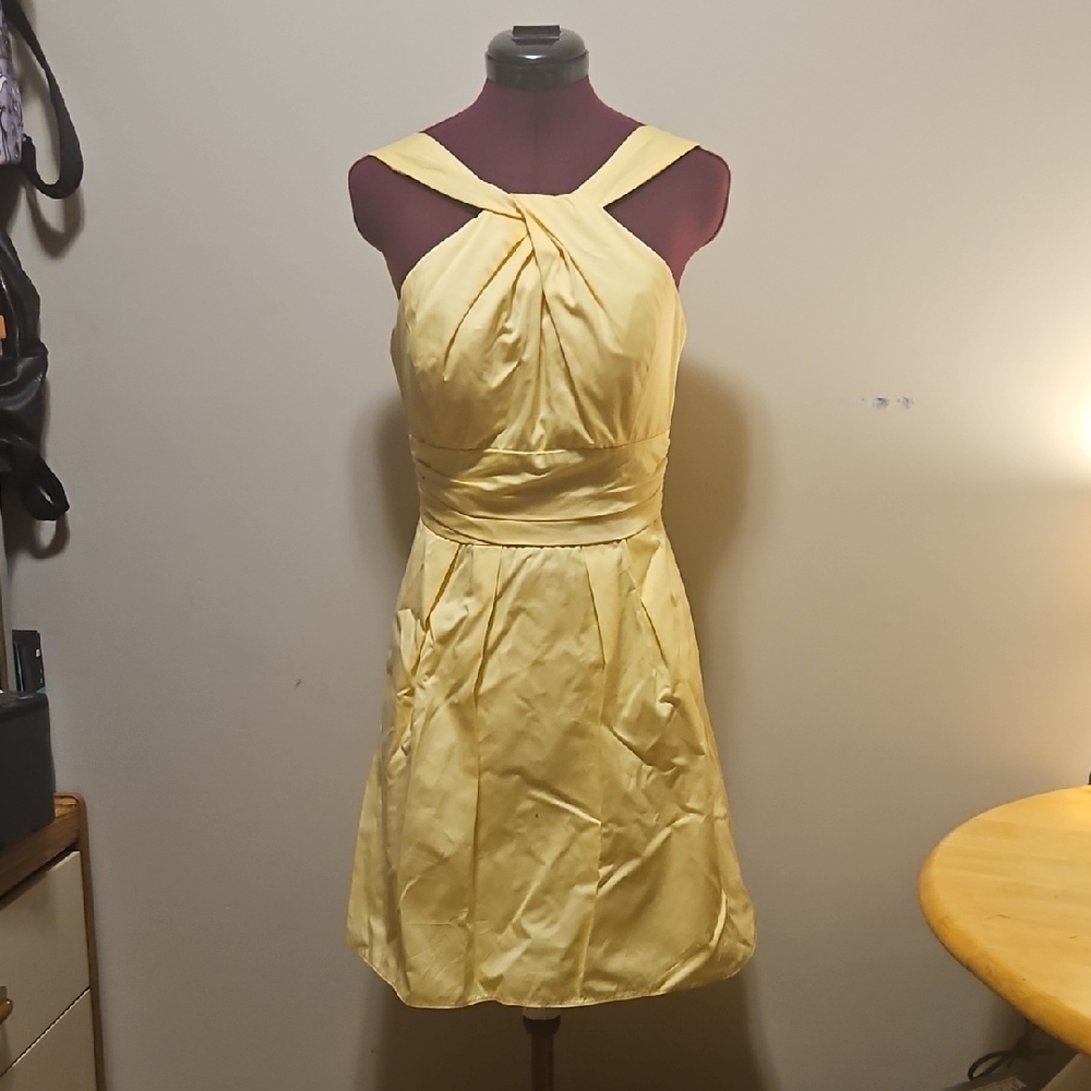 David's Bridal Strapless Yellow Dress